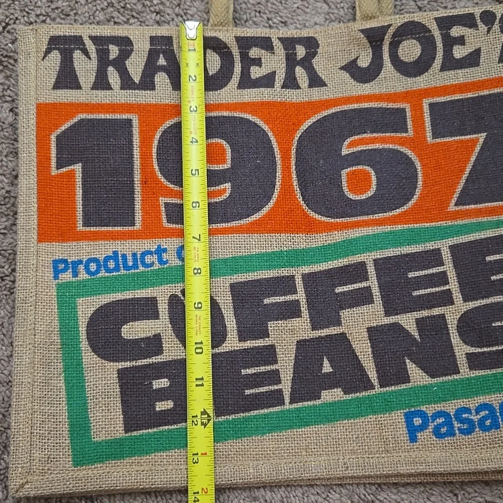 Trader Joe's Coffee Bean Large Jute Tote Bag Limited Reusable Grocery Bag New